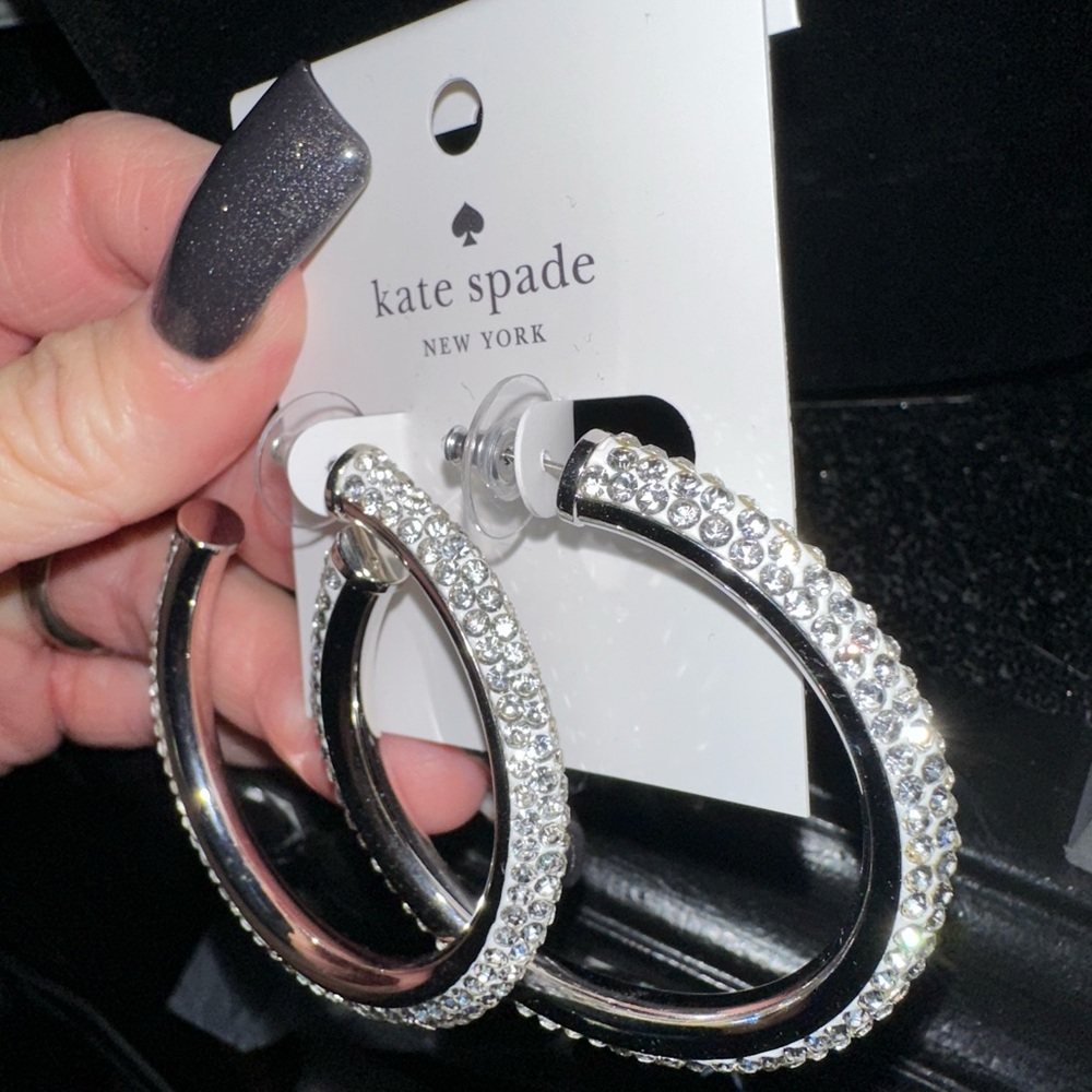 Kate Spade Silver Glamorous Hoop Earrings